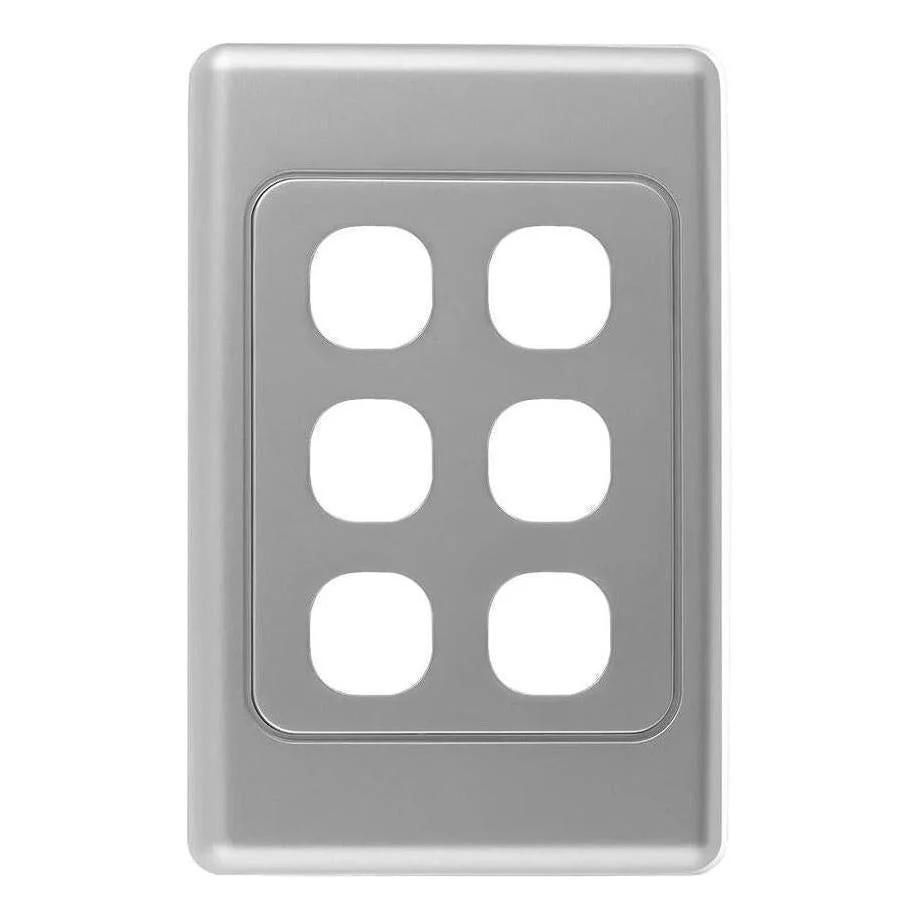 Iluma 6 Gang Light Switch Cover Plate Only Silver