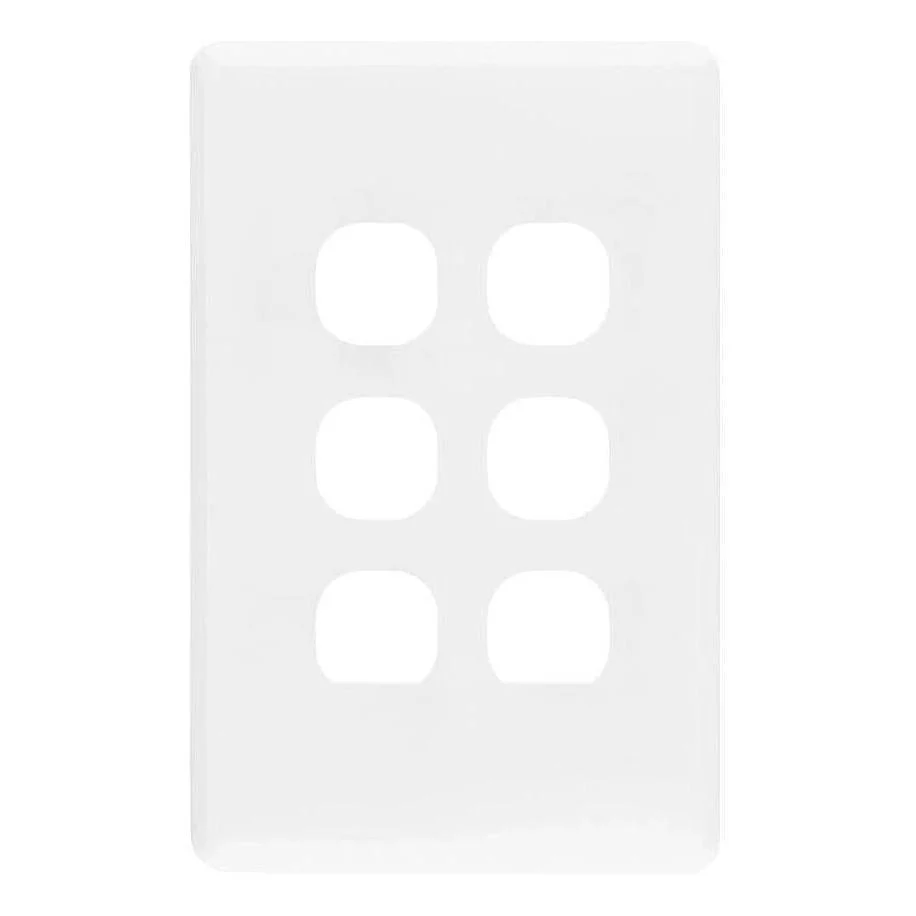 Iluma 6 Gang Light Switch Cover Plate Only White