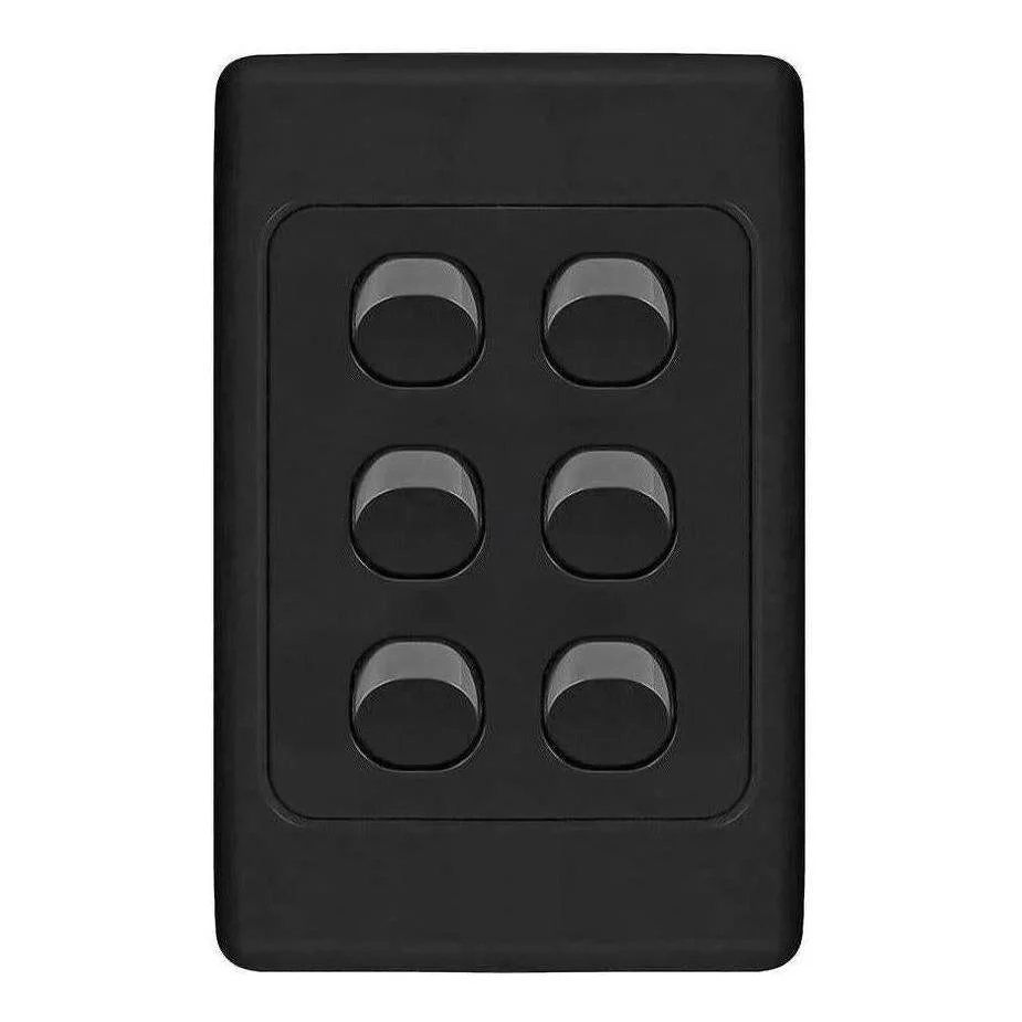 Iluma 6 Gang Vertical Light Switch Black