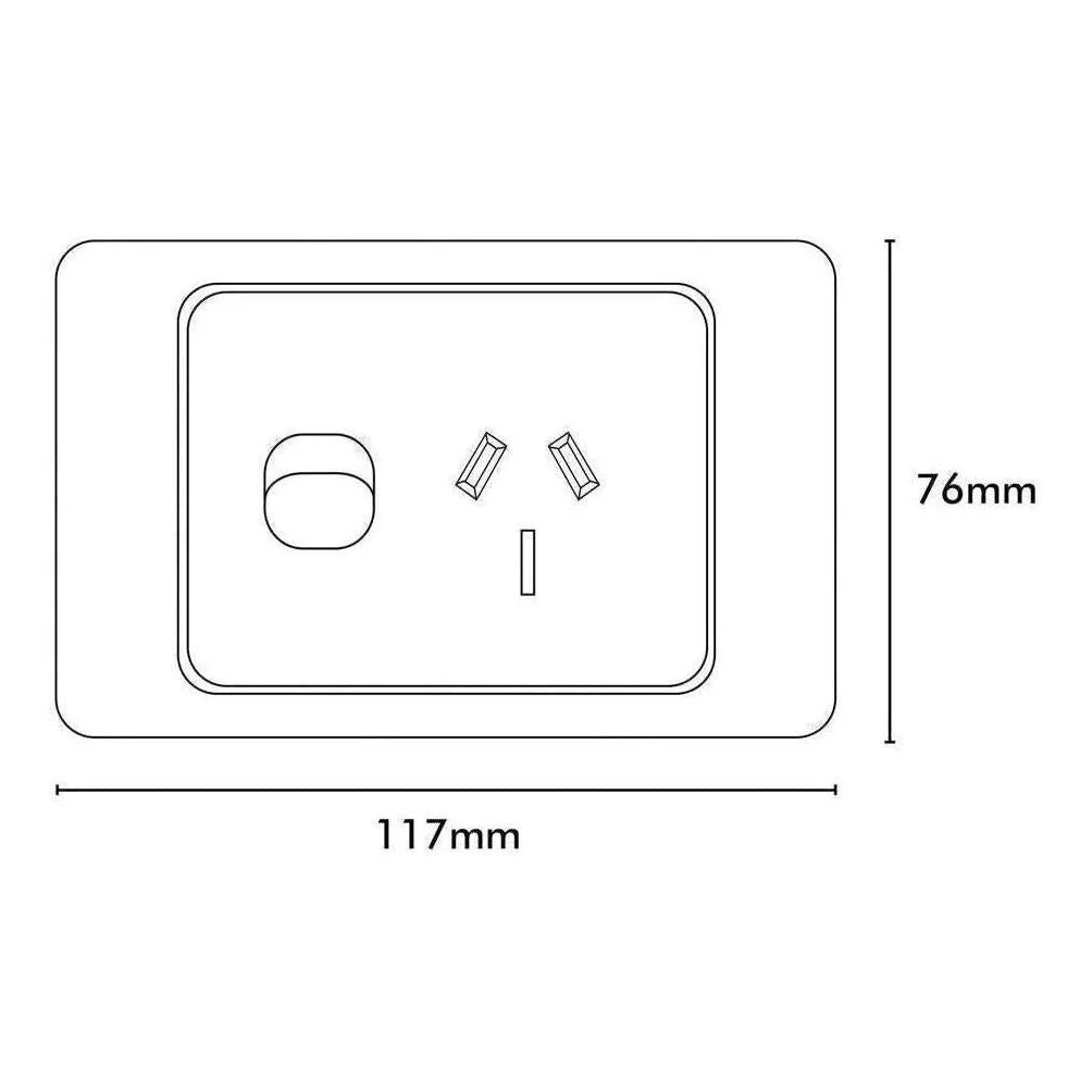 Iluma Double Pole 10A Single GPO PowerPoint 2000 Series Normal Supply Print White - Image 2