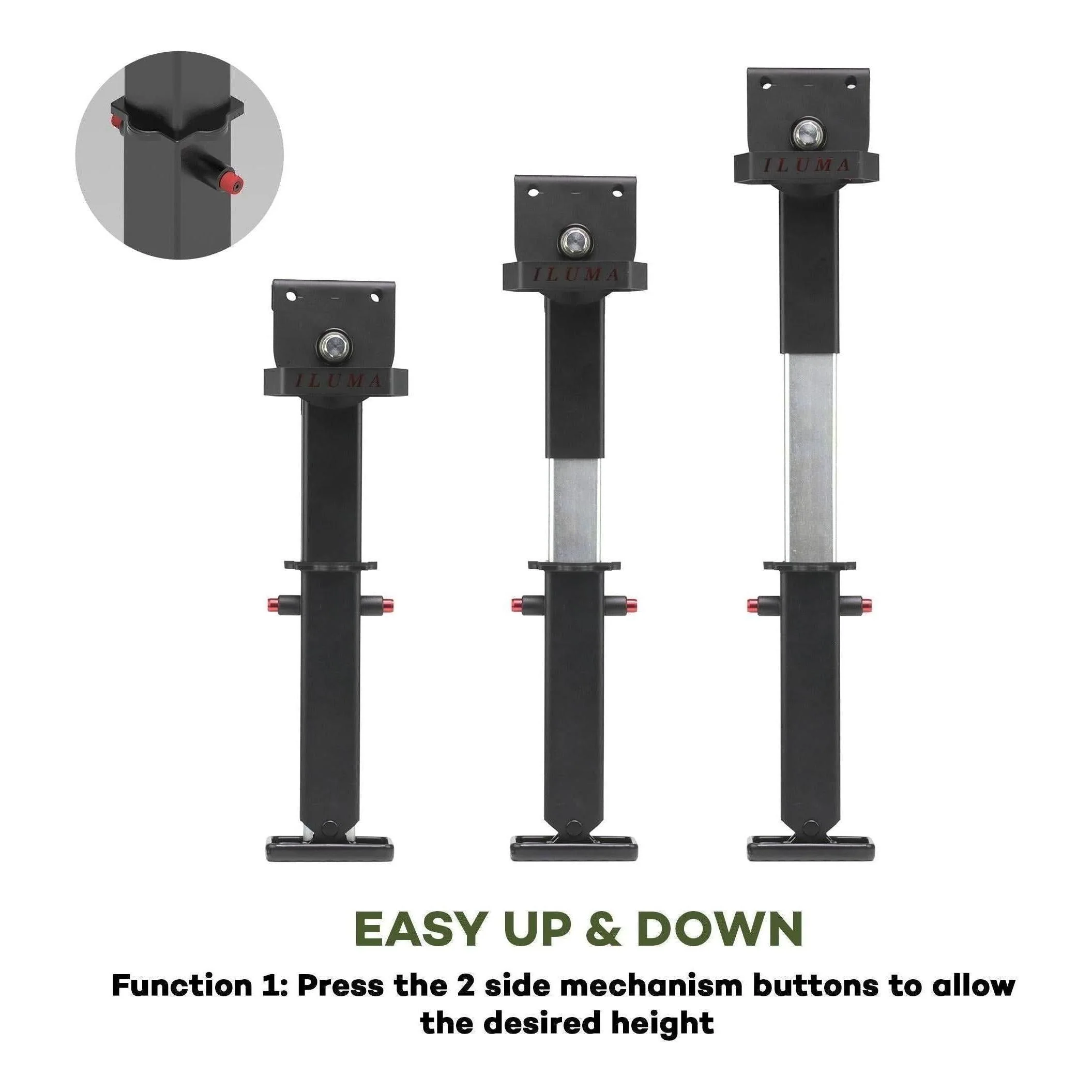 Iluma Telescopic Drop Down Stabilizer leg Corner Steadies 550 - 880mm Black - Image 3