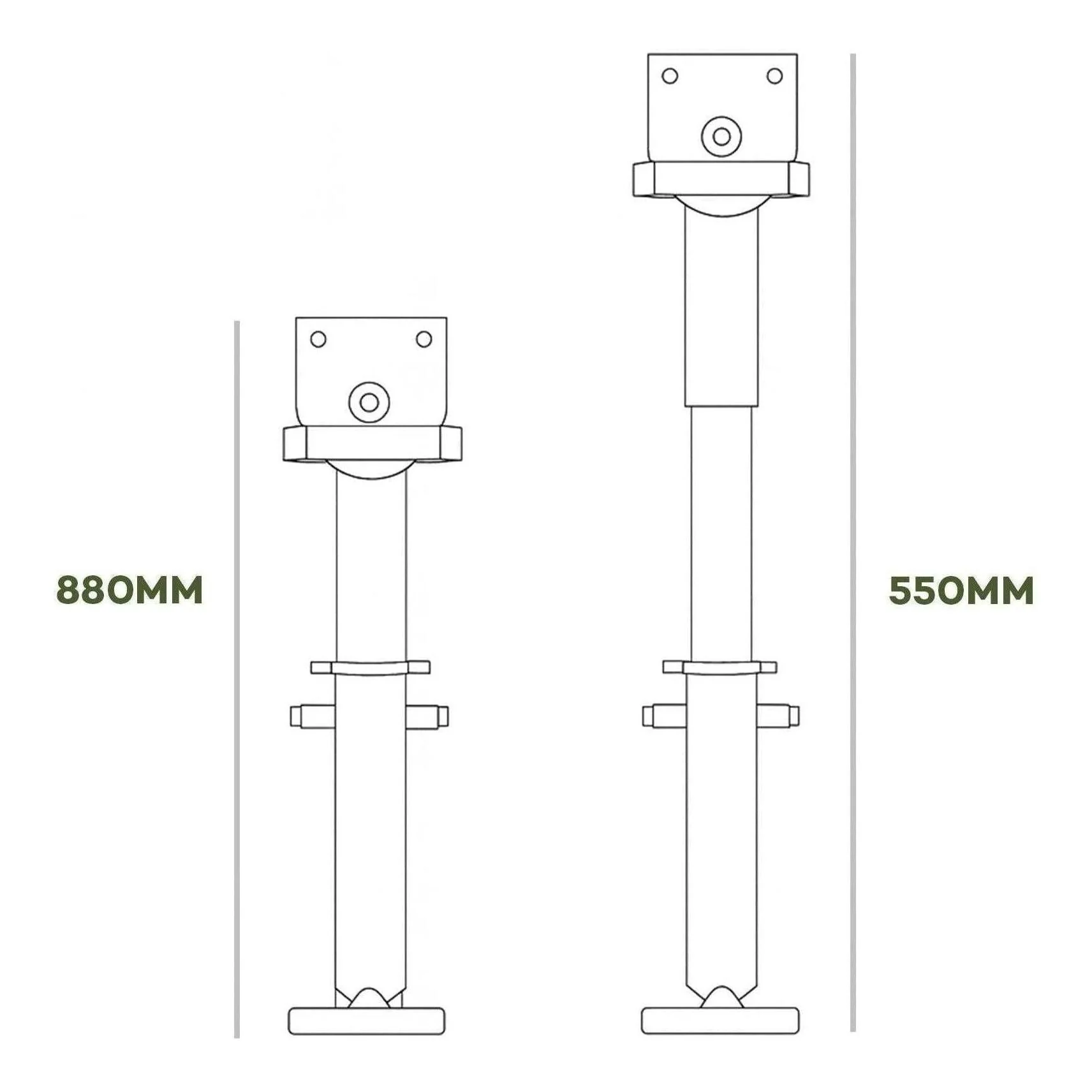 Iluma Telescopic Drop Down Stabilizer leg Corner Steadies 550 - 880mm Black - Image 9