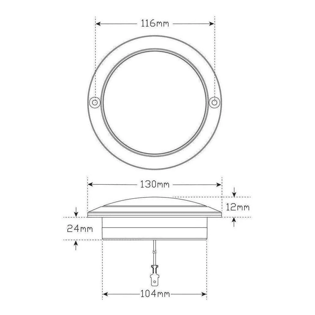 LED Autolamp 102 Series 12V Round Stop/Tail Lamp Clear Lense 130mm - Image 3
