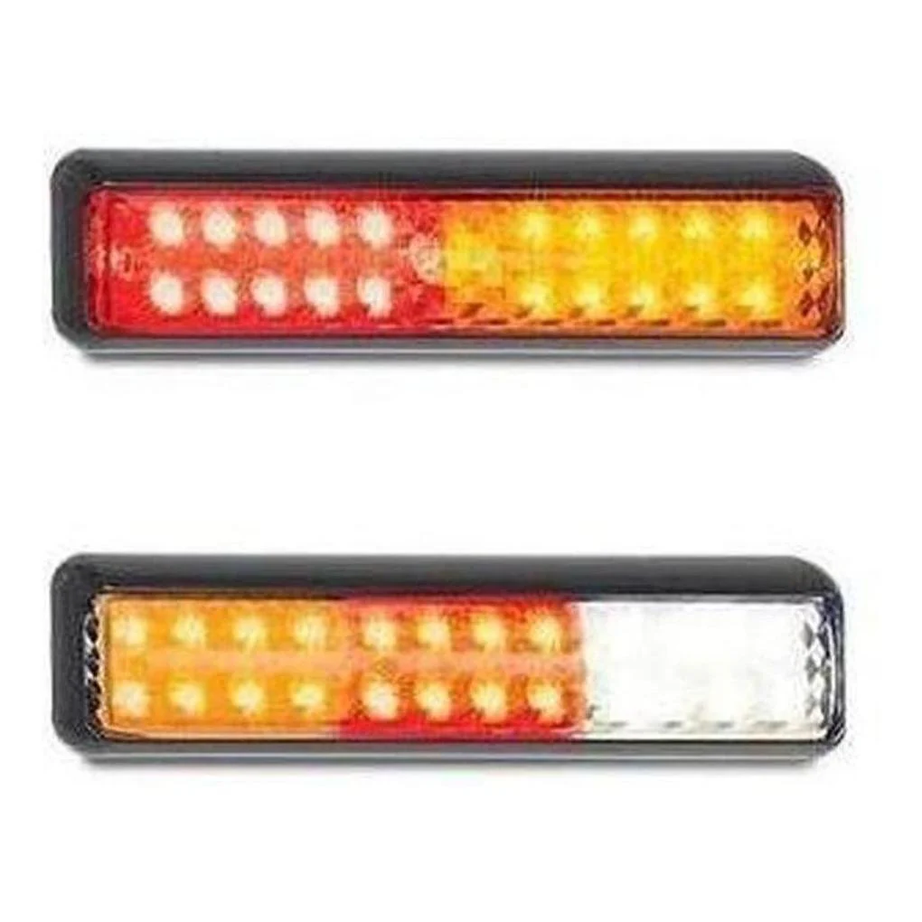 LED Autolamp 12/24V  Stop/Tail/Indicator/Reverse Clear Lens Light 200 X 50 X 28mm Pair