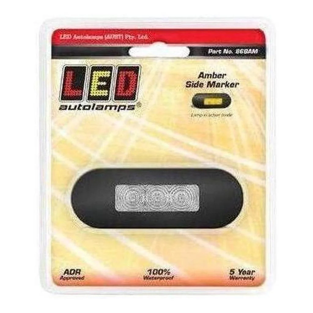 LED Autolamp 12V/24V Amber Marker Clear Lense & Black Bezel 86x31x16mm Blister - Image 3