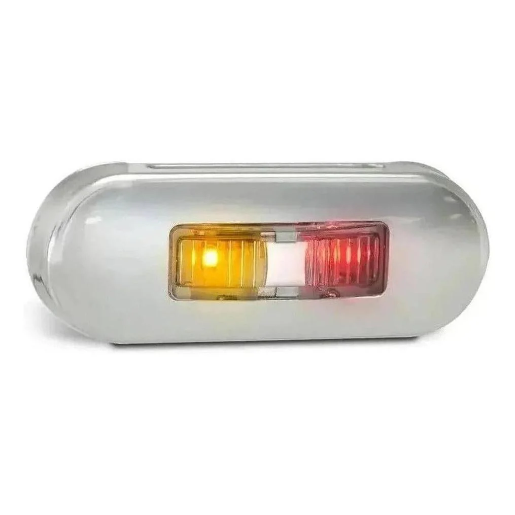 LED Autolamp 12/24V Side Marker Clear Lens Red/Amber LED Stainless Steel Bezel - Image 2