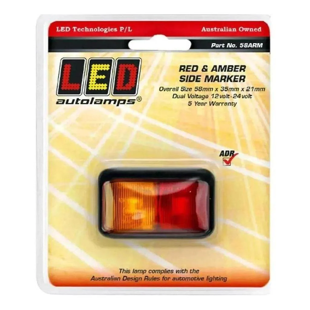 LED Autolamp 12V/24V Red/Amber Side Marker - Image 4