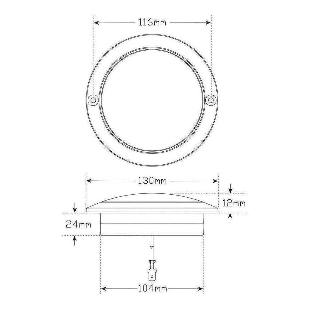 LED Autolamp 12V/24V Round Stop/Tail Lamp With Red Lens Recessed Mount Blister - Image 4
