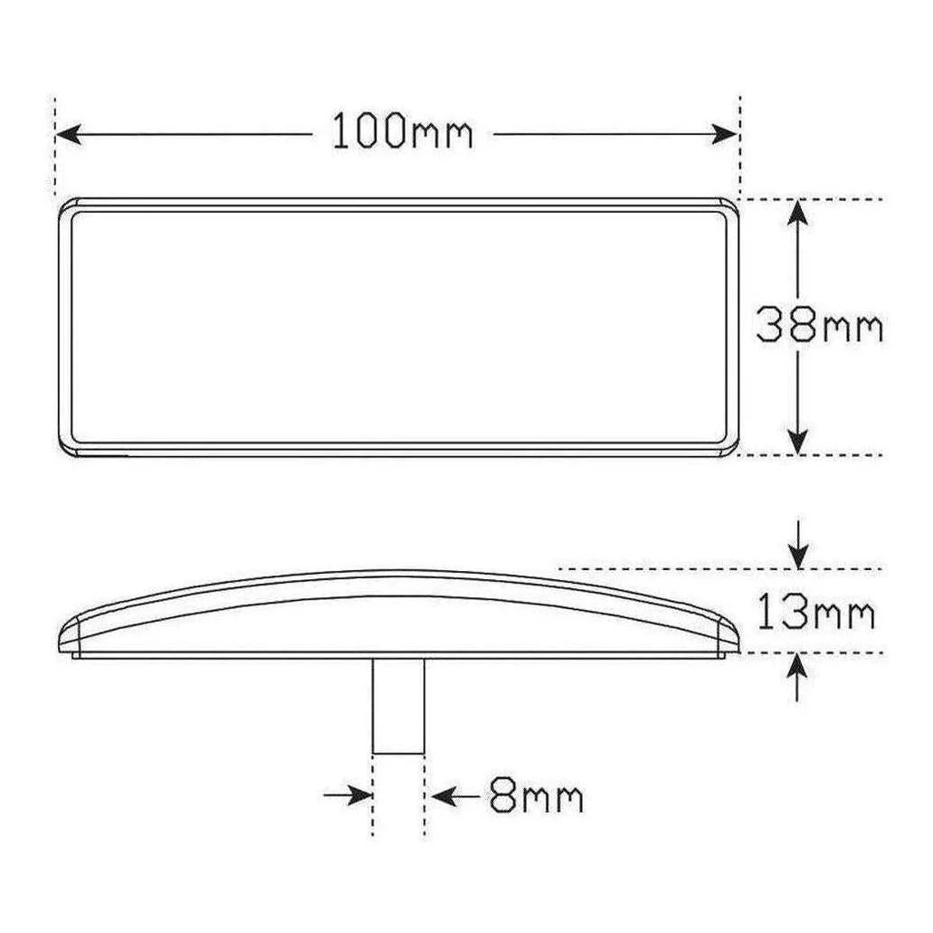 LED Autolamp 12V/24V White Side Marker with Built in Reflector / 3M Adhesive 100x38x13mm - Image 3