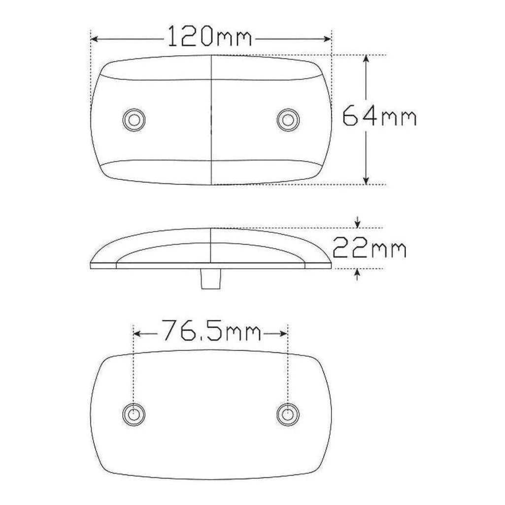 LED Autolamp 12V/24V Whiter Low Profile Front Postion Marker 120X64X22mm - Image 3