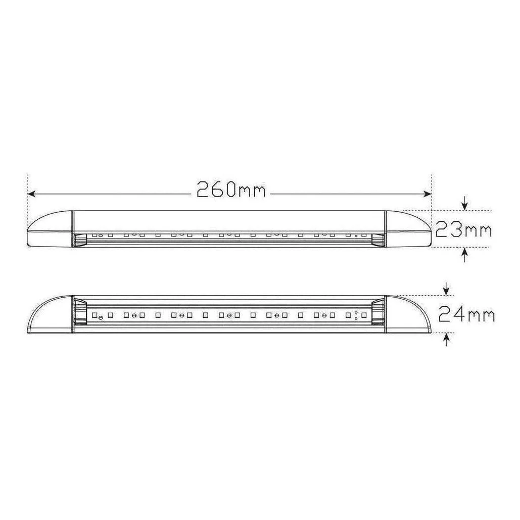 LED Autolamp 12V Awning Lamp 260x23X24mm Black - Image 3