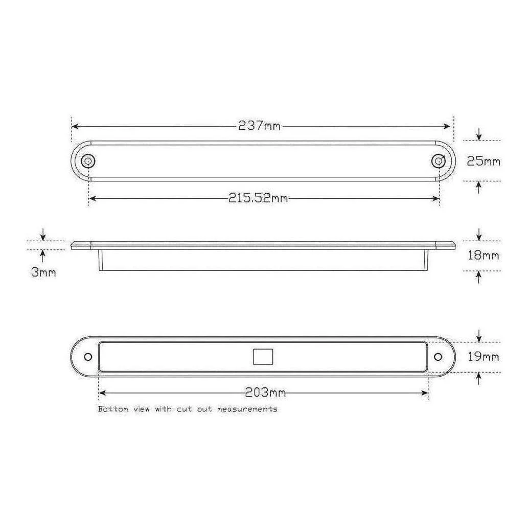 LED Autolamp 12V LED Sequential Clear Indicator Strip Lamp Recessed Mount - Image 3