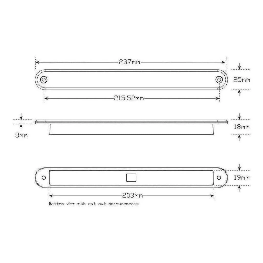 LED Autolamp 12V LED  Stop/Tail Indicator Strip Lamp Recessed Mount - Image 4