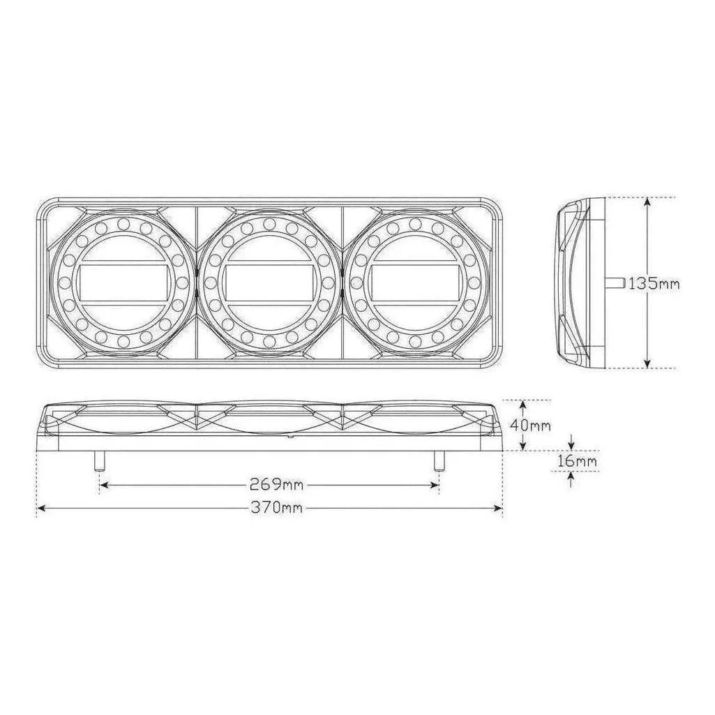 LED Autolamp 12V Maxi Lamp 3XR Combination  Stop/Tail/Indicator Reflector Light - Image 3