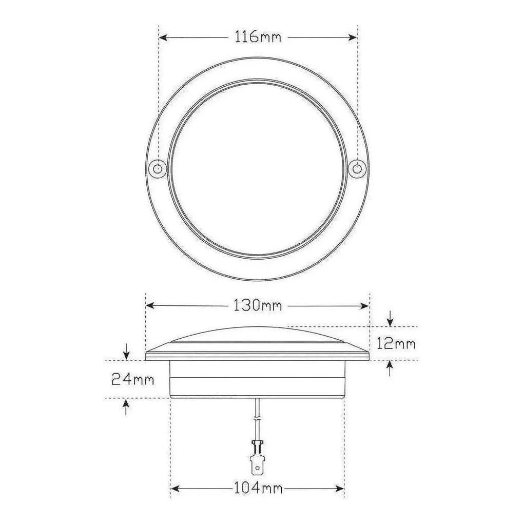 LED Autolamp 12V Round Amber Indicator Taillight 130mm - Image 3