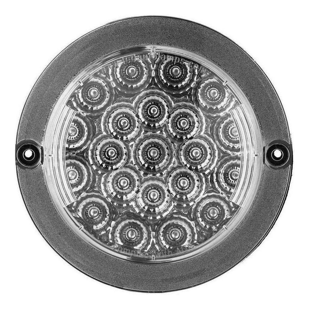 LED Autolamp 12V Round Amber Indicator Taillight Black Chrome 130mm - Image 2