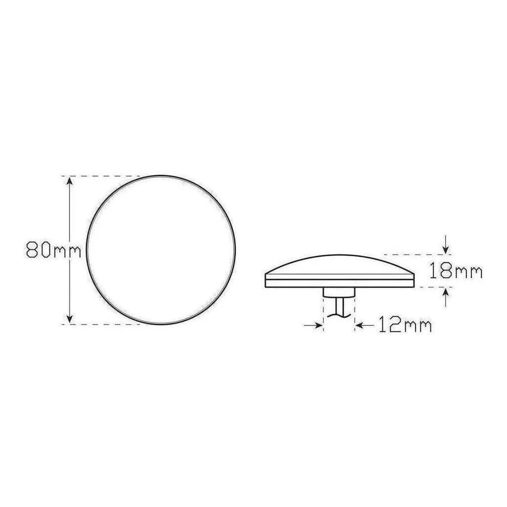 LED Autolamp 12V Round Red Rear Stop/Tail Lamp Taillight 80mm - Image 3