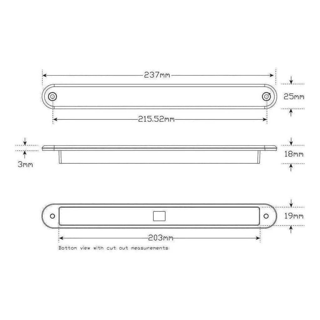 LED Autolamp 12V Strip Rear Amber Indicator 237x25x3mm - Image 4