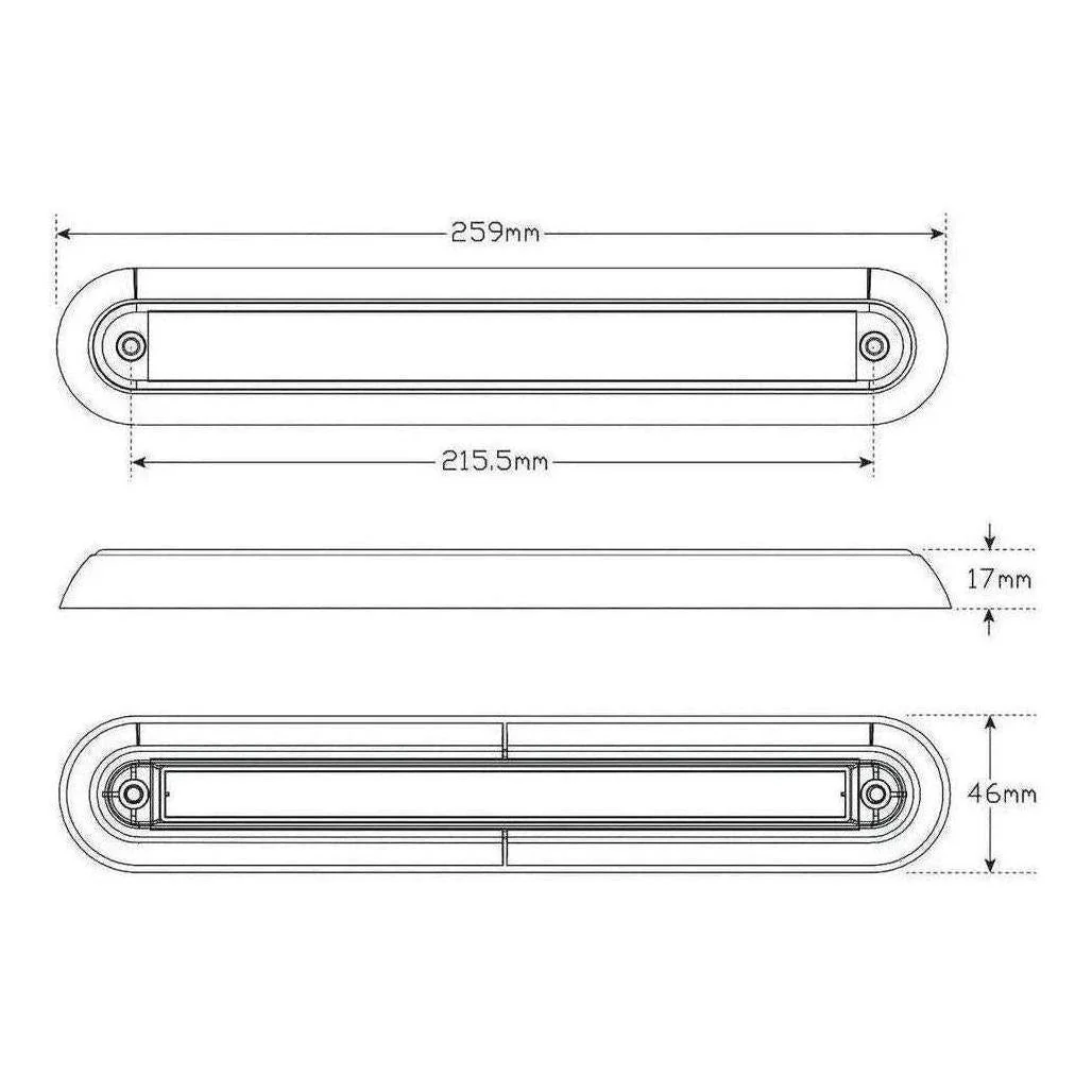 LED Autolamp 12V Strip Red Stop/Tail/Indicator Taillight 298x46x17mm - Image 4