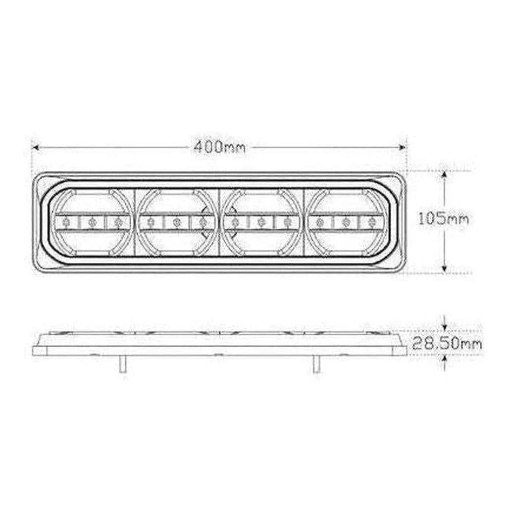 LED Autolamp LHS 12V Stop/Tail/Indicator/Reverse Taillight 385x104x31mm - Image 3