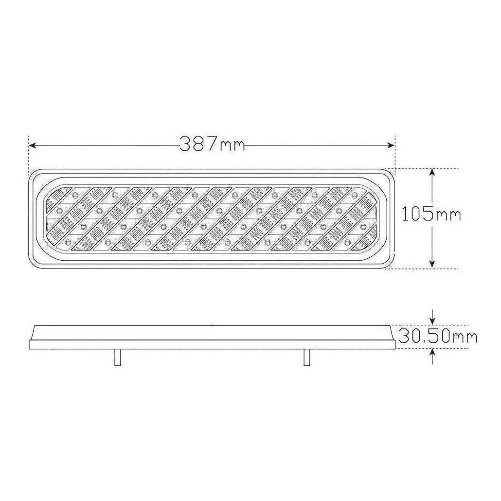 LED Autolamp RHS 12V Stop/Tail/Indicator Taillight 387x105x31mm - Image 2