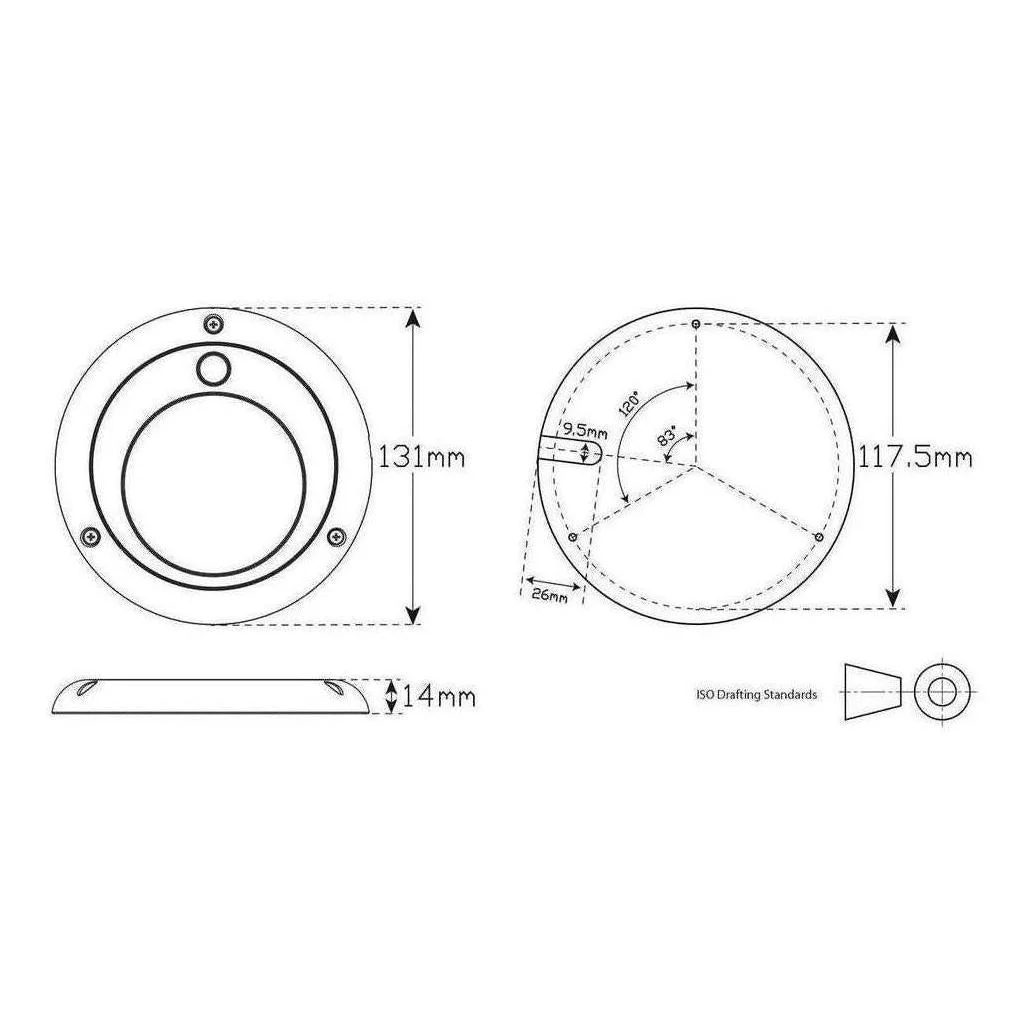 LED Autolamp Large Round Interior / Exterior Lamp IP67 131mm - Image 3