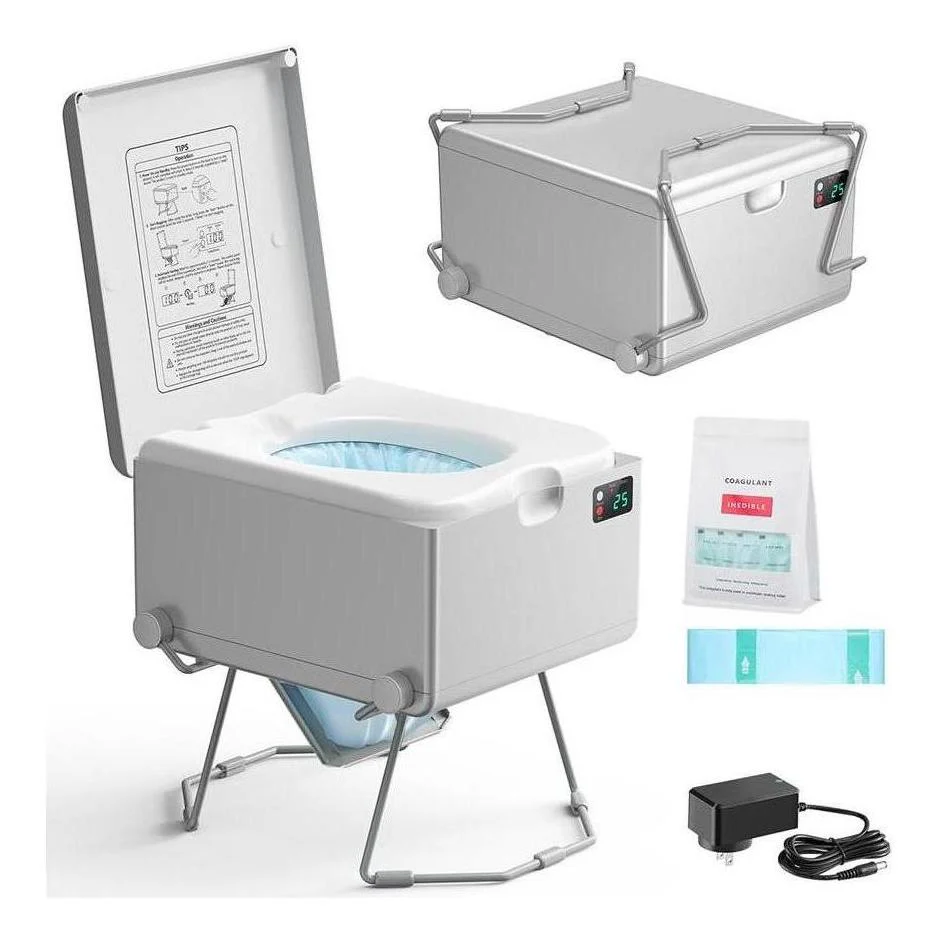 LooSeal EVO Auto Sealing Waterless Portable Toilet Silver - Image 3