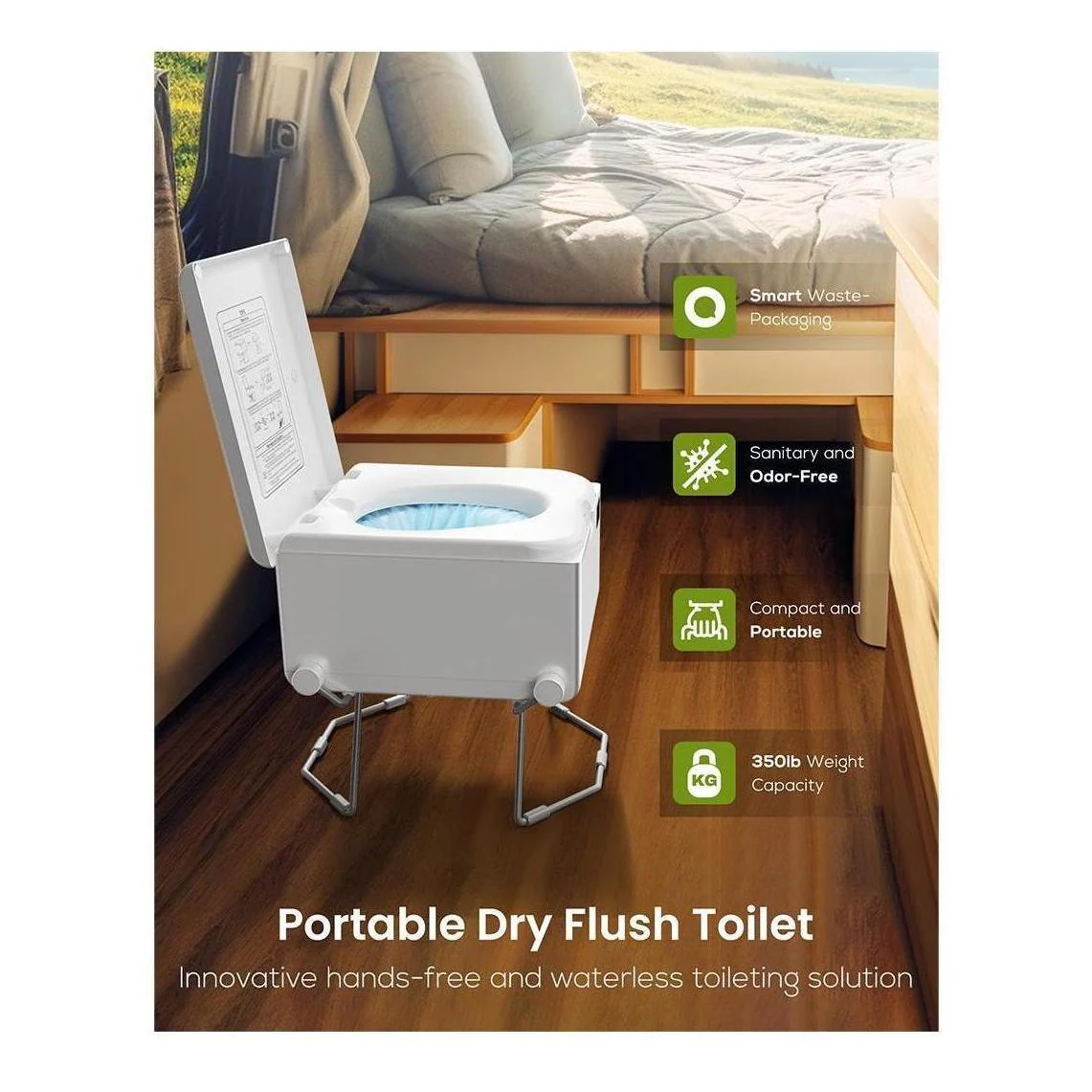 LooSeal EVO Auto Sealing Waterless Portable Toilet Silver - Image 4