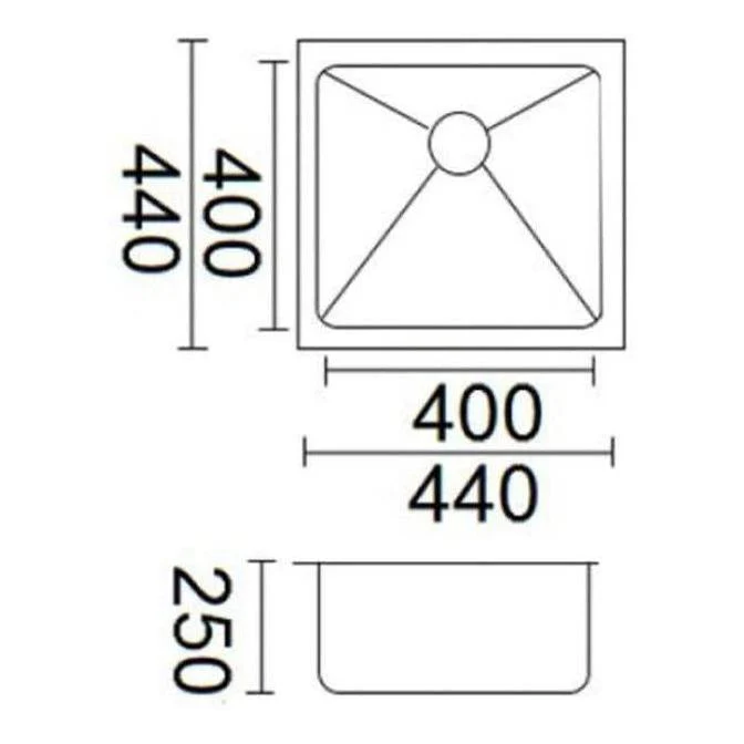 Luminare Single Bowl Sink Basin 440 x 440mm Stainless - Image 2