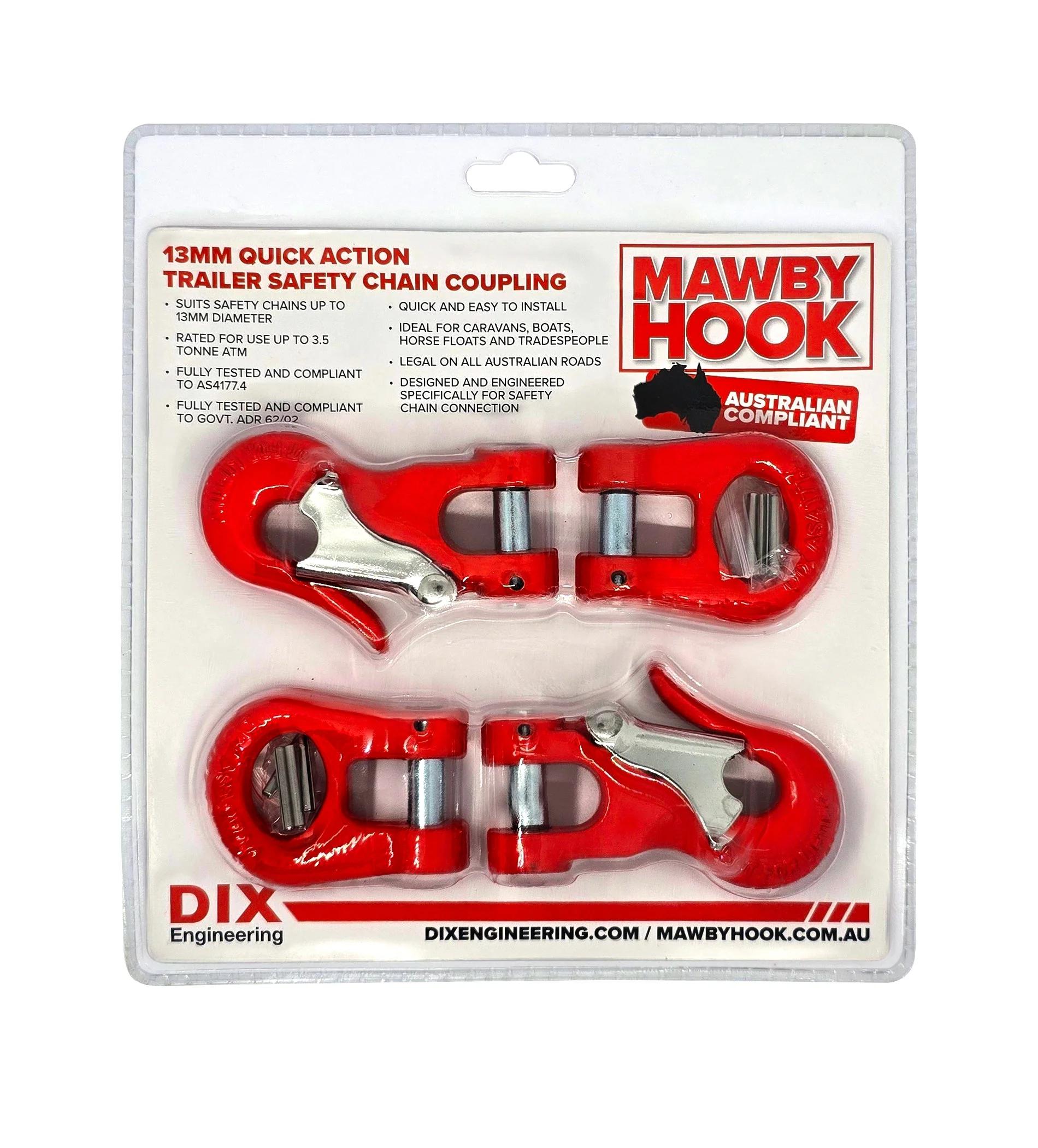 Mawby Hook Trailer Safety Chain Coupling 3.5T 13mm Throat Pair - Image 14