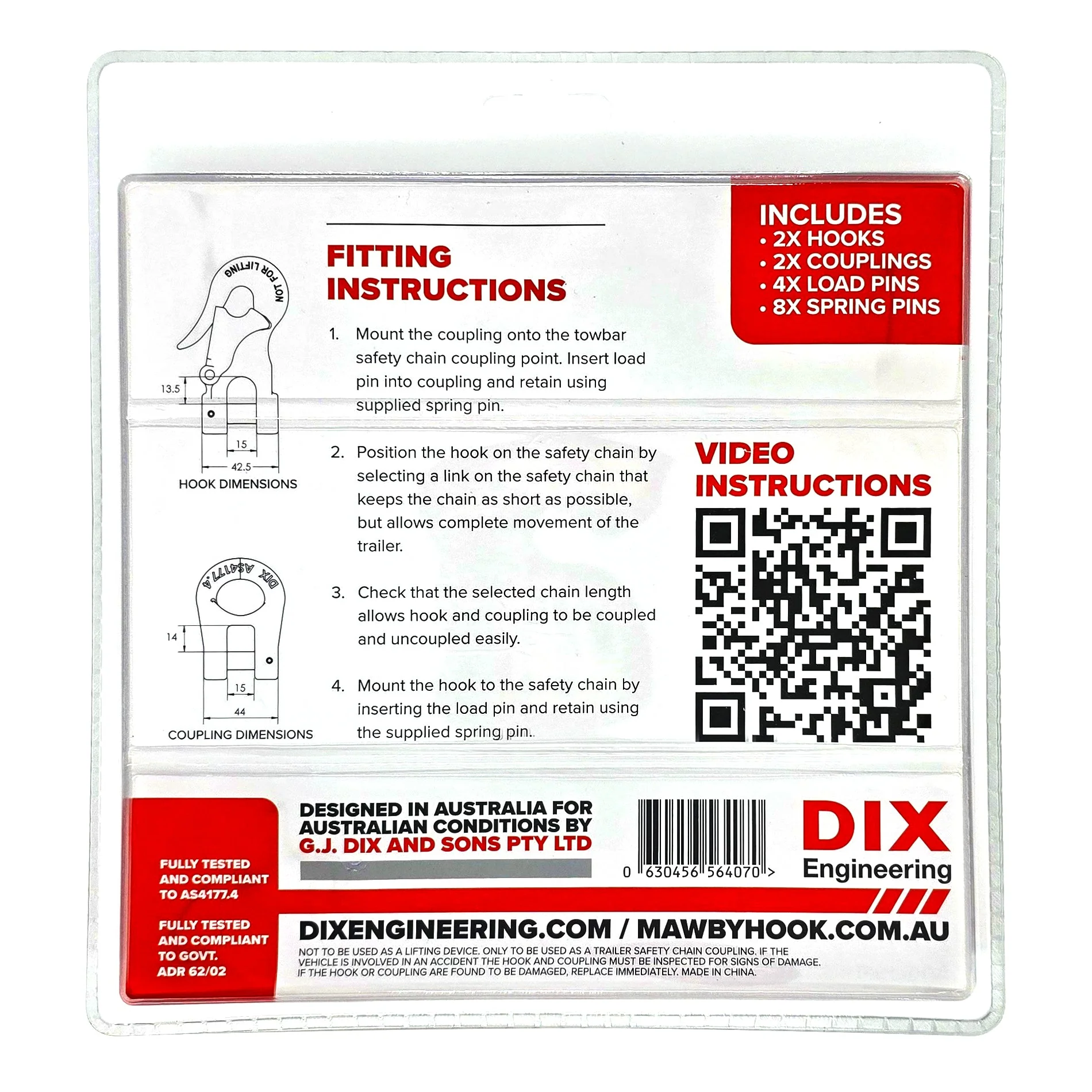 Mawby Hook Trailer Safety Chain Coupling 3.5T 13mm Throat Pair - Image 15