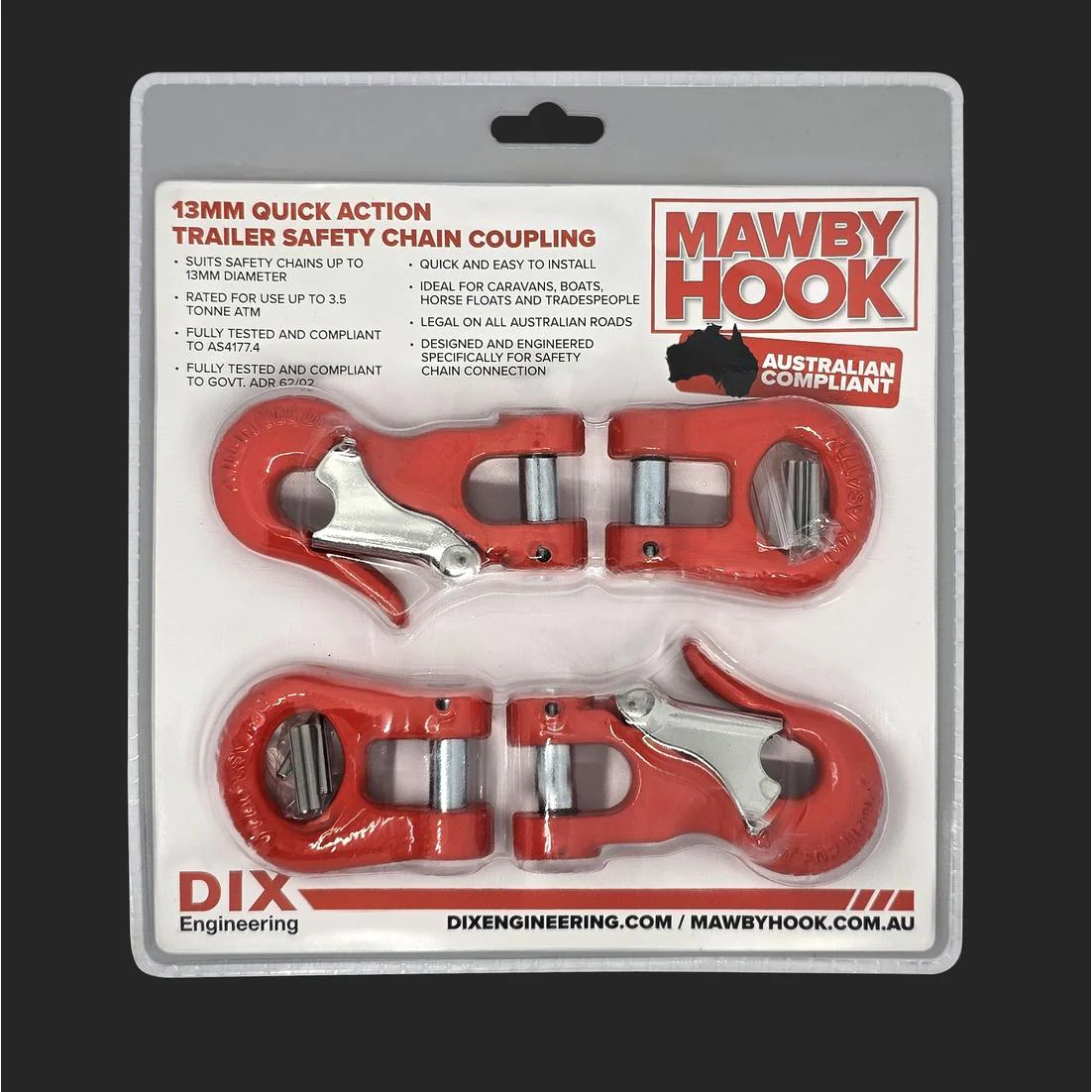 Mawby Hook Trailer Safety Chain Coupling 3.5T 13mm Throat Pair - Image 2