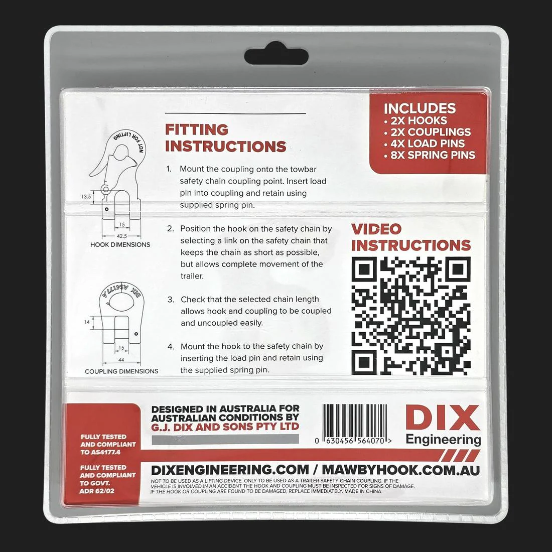 Mawby Hook Trailer Safety Chain Coupling 3.5T 13mm Throat Pair - Image 3