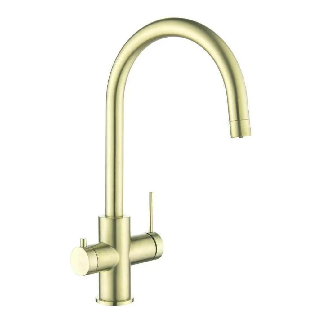 Mica 3-Way Filter Gooseneck Kitchen Tap Sink Mixer French Gold - Image 4