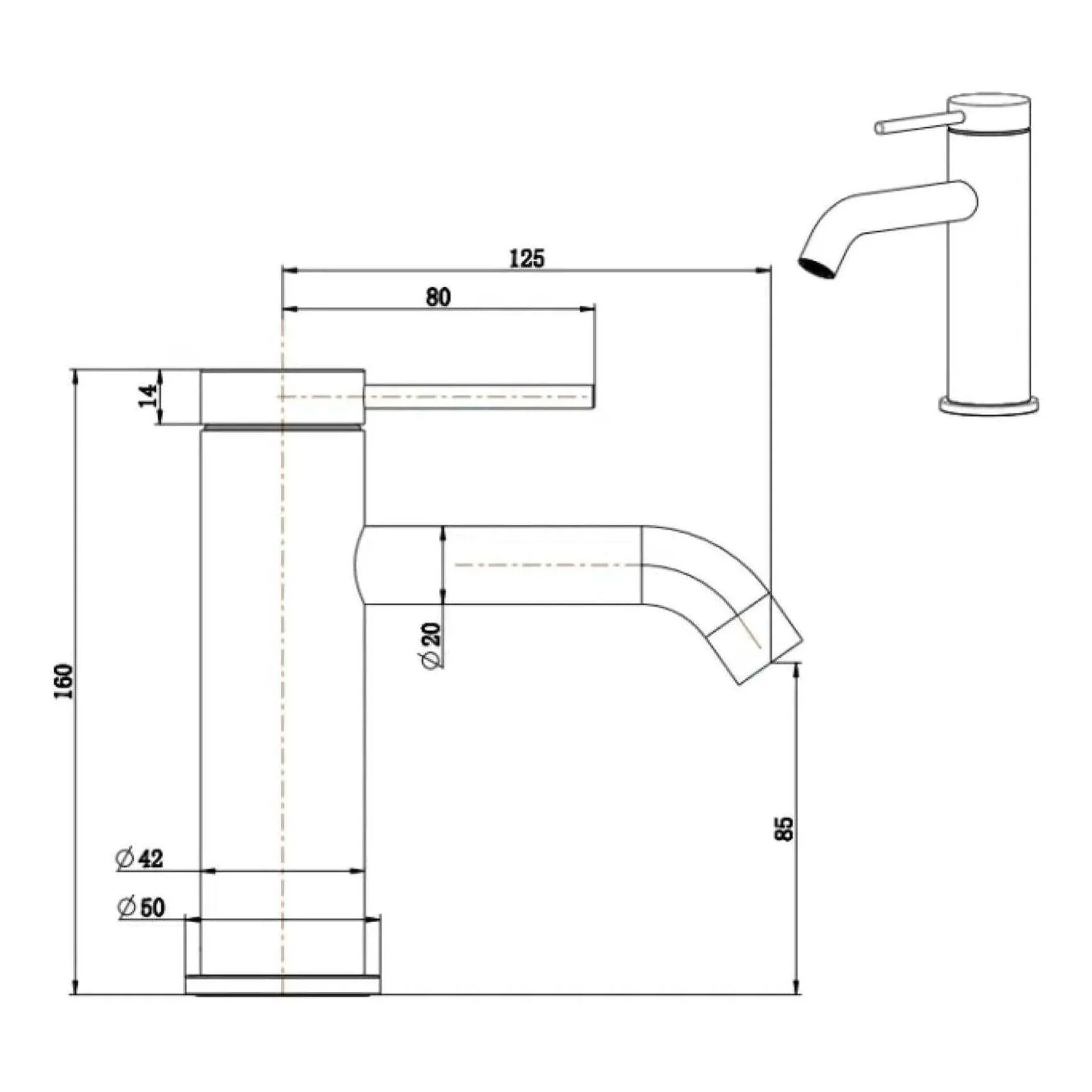 Mica Basin Sink Tap Mixer Curved Spout Gun Metal - Image 2