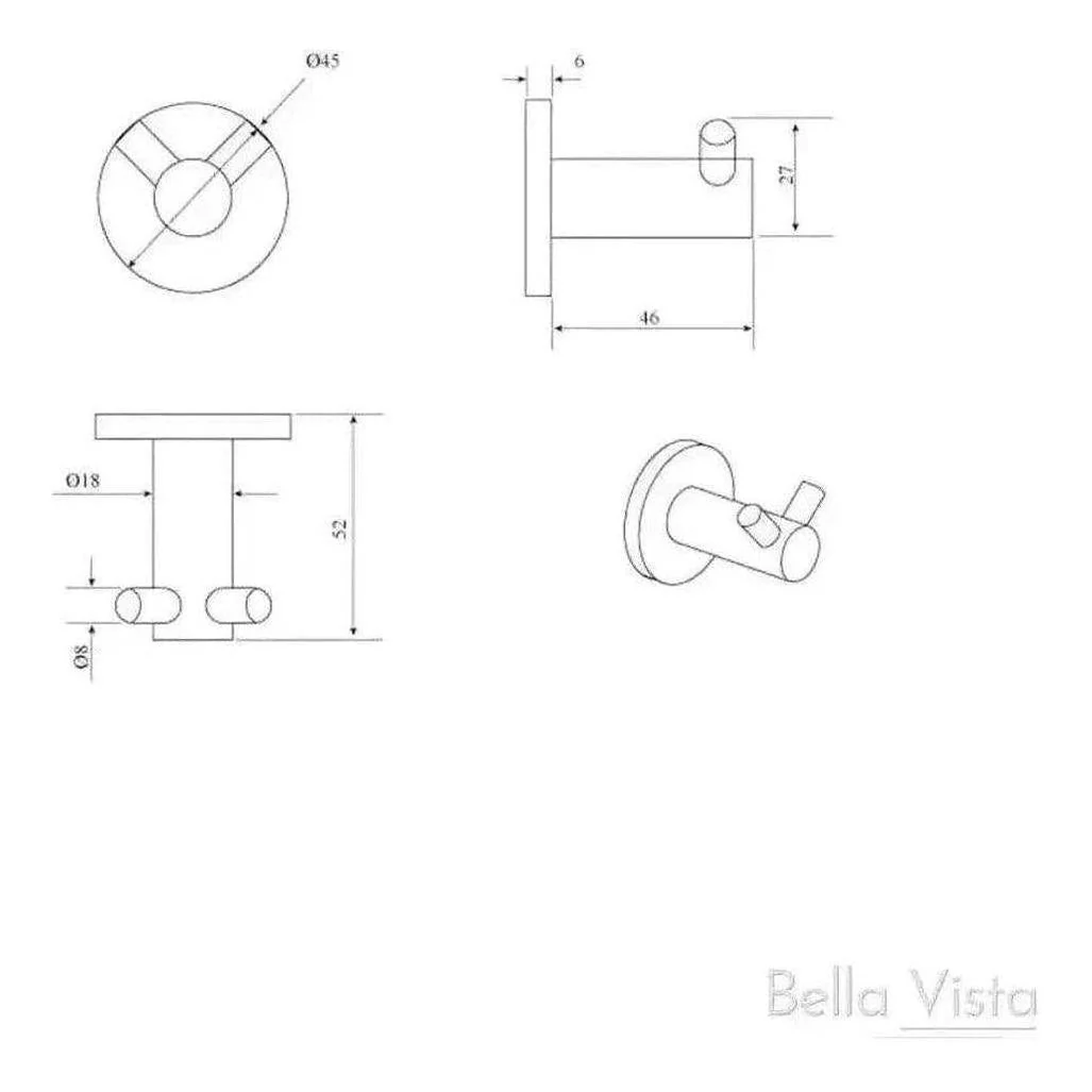 Mica Double Robe Hook Brushed Nickel - Image 2