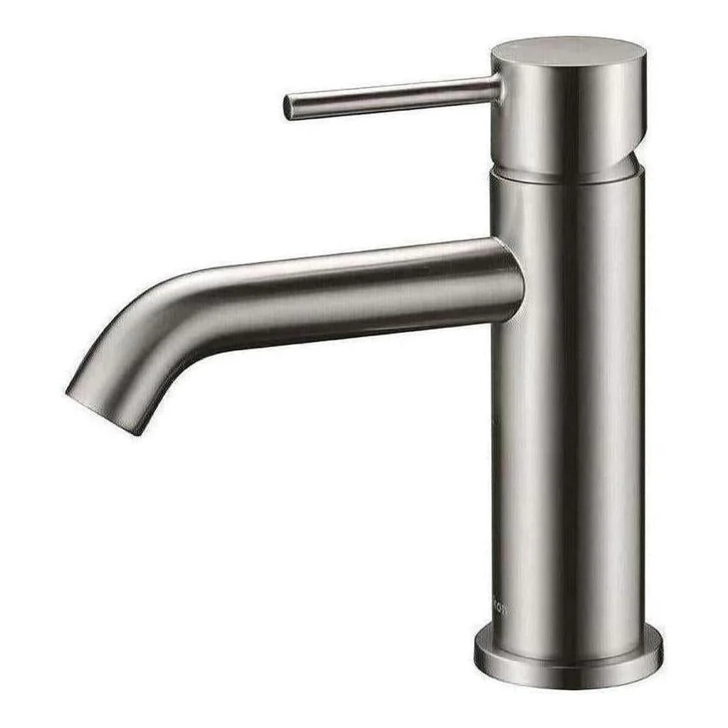 Mica Basin Sink Tap Mixer Curved Spout Brushed Nickel
