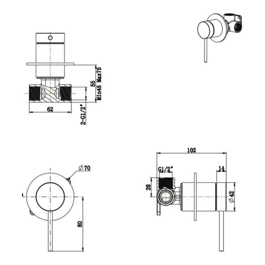 Mica Shower / Wall Tap Mixer - Trim Kit Chrome - Image 2