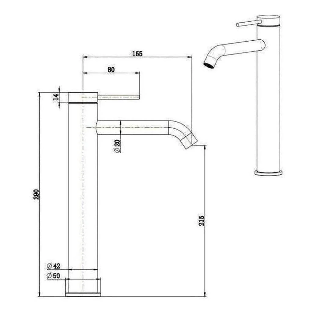 Mica Tall Basin Sink Tap Mixer Curved Spout Brushed Nickel - Image 2