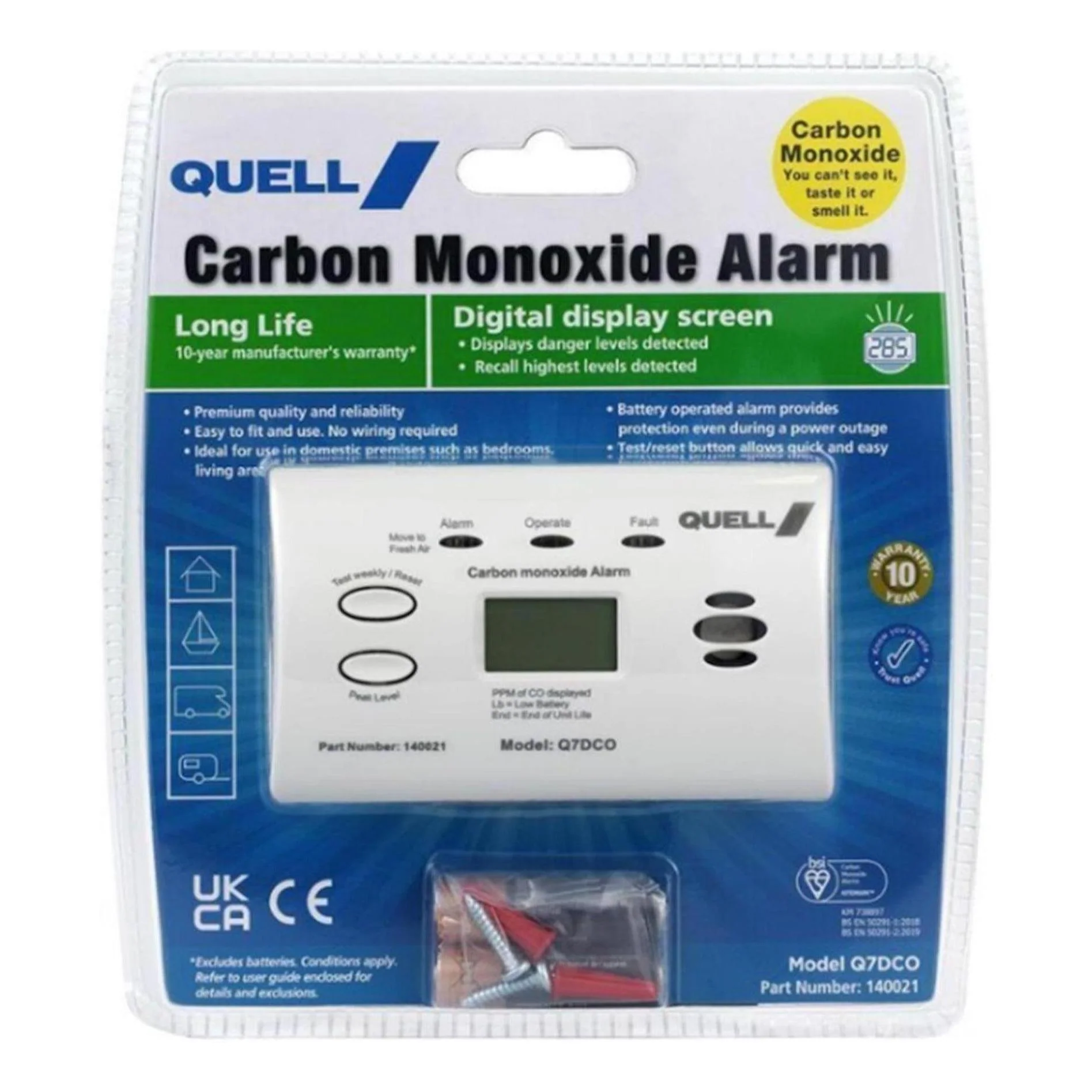 Quell Carbon Monoxide Digital Display Detector Alarm - Image 2