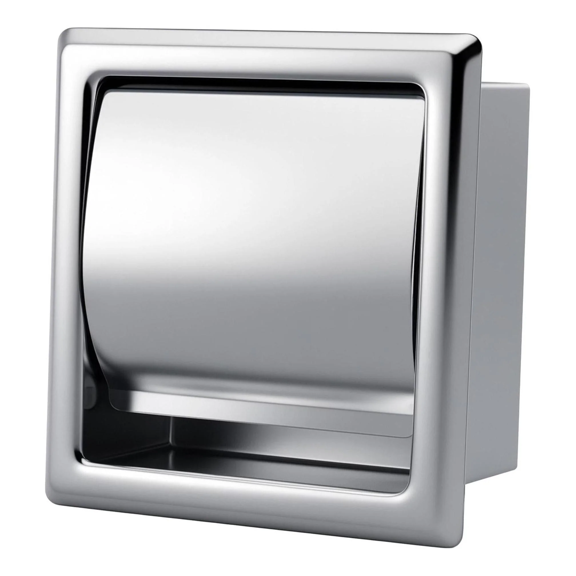 Iluma Recessed Mounted Single Toilet Roll Holder in Satin Stainless Steel