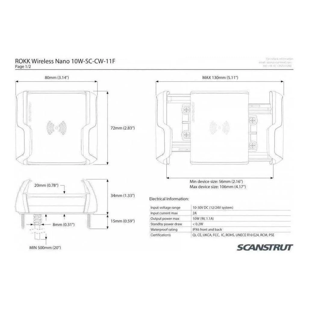 Scanstrut ROKK 12/24V 10W Compact Waterproof Wireless Mount Phone Charger - Image 5