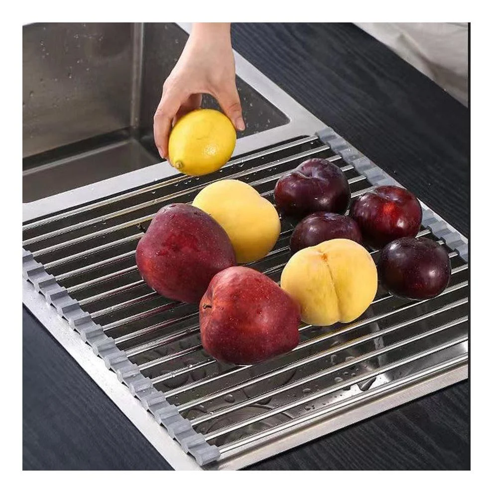 Roll Up Foldable Dish Drying Rack 330 x 425mm - Stainless Steel French Gold - Image 2
