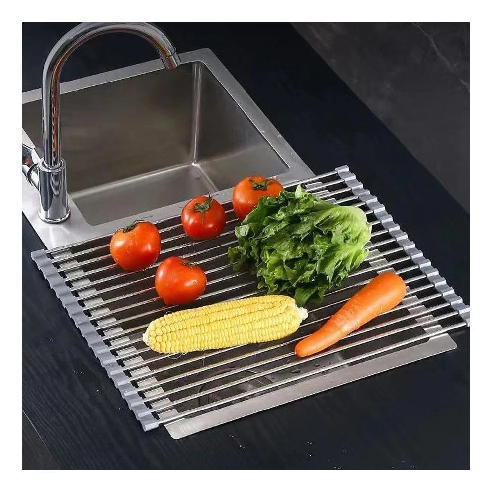 Roll Up Foldable Dish Drying Rack 330 x 425mm - Stainless Steel French Gold - Image 4