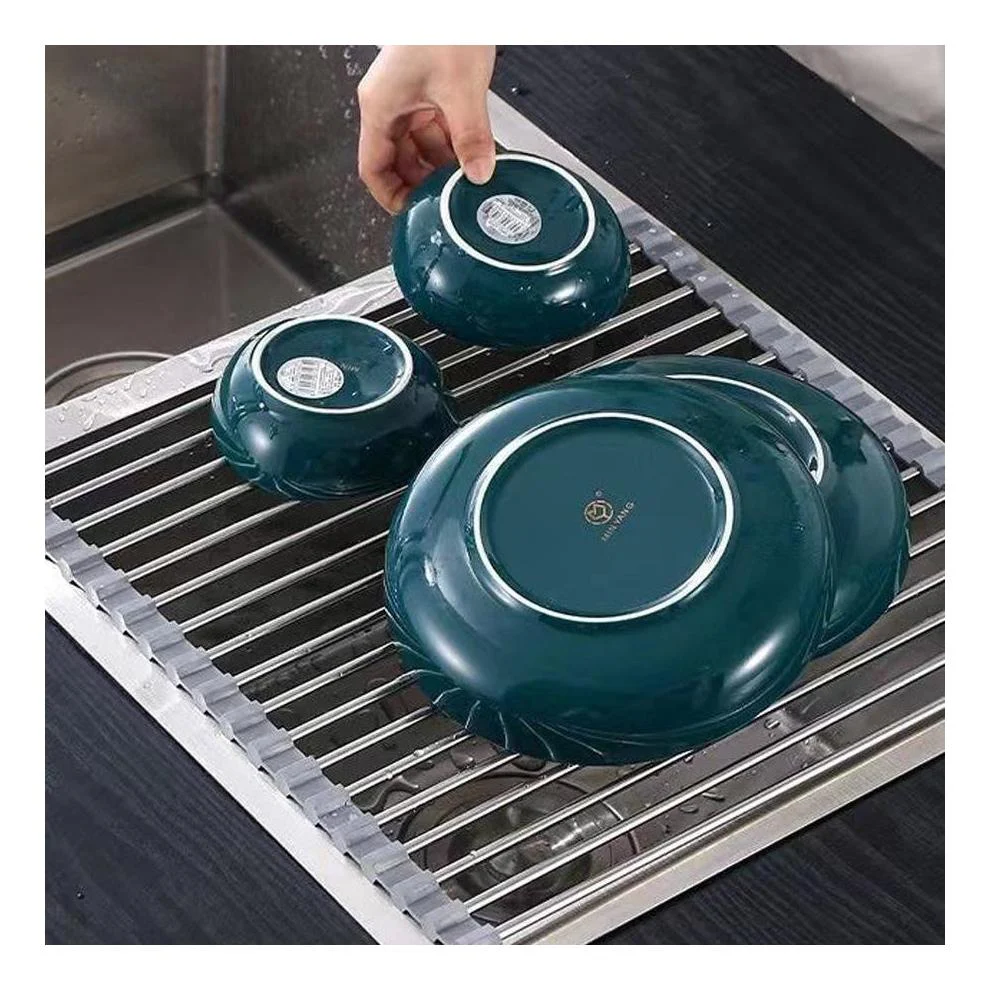 Roll Up Foldable Dish Drying Rack 330 x 425mm - Brushed Satin - Image 3