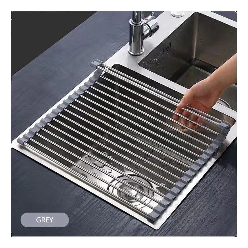 Roll Up Foldable Dish Drying Rack 330 x 425mm - Gun Metal - Image 6