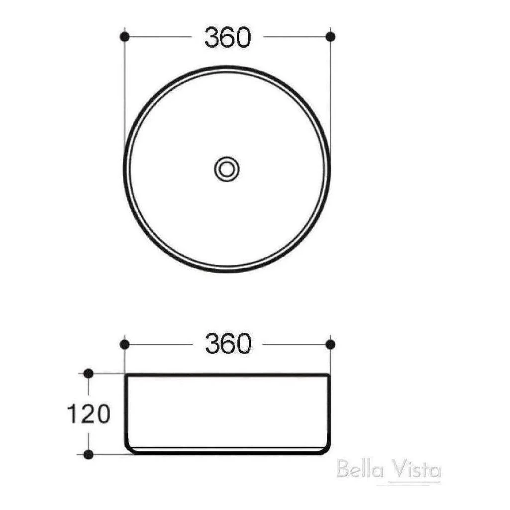 Rotonda Ceramic Basin  Sink Round 360 x 120mm White - Image 5