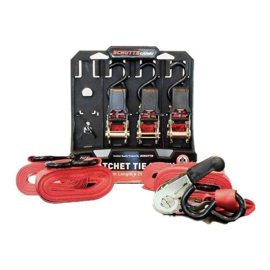 Schutts Quick Release Ratchet Tie Down 25mm x 4.6m x 4 Pack - Image 2