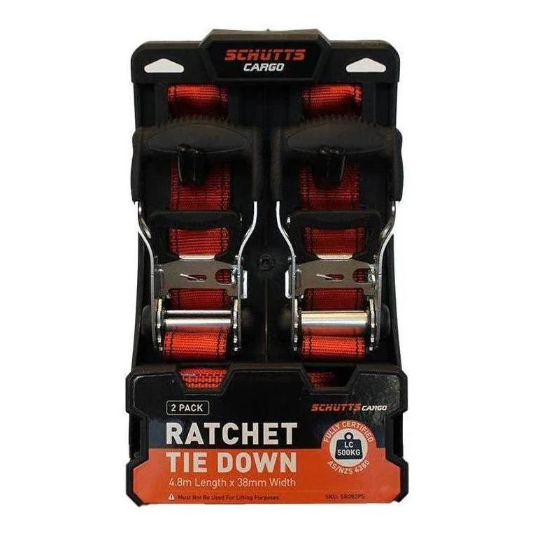 Schutts Quick Release Ratchet Tie Down 38mm x 4.8m x 2 Pack
