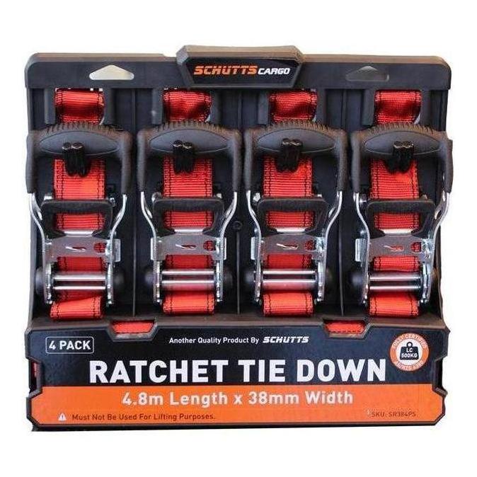 Schutts Quick Release  Ratchet Tie Down 38mm x 4.8m x 4 Pack